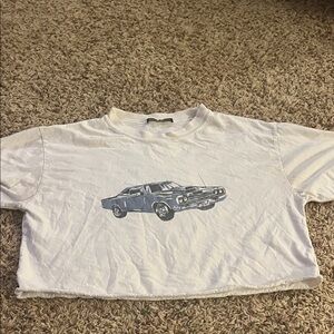 Brandi Melville White Car Graphic T-Shirt